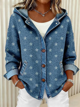 Motif étoile Patchwork Art à capuche Cardigan Femme